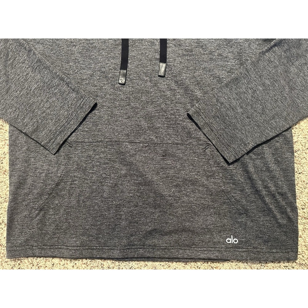 Alo Midweight Pullover Hoodie Made In USA, Charcoal Grey, Mens XL - Picture 4 of 6